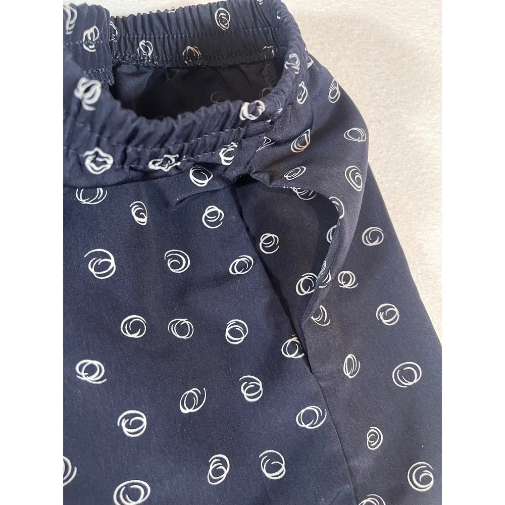 Susan Graver Style Navy Blue Swirl Print Shirt and Shorts Set Womens Medium